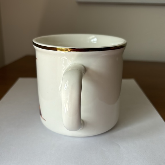 Pottery Barn K Monogram Initial Coffee Cup Mug Plaid Metallic Gold Rim - Picture 6 of 9